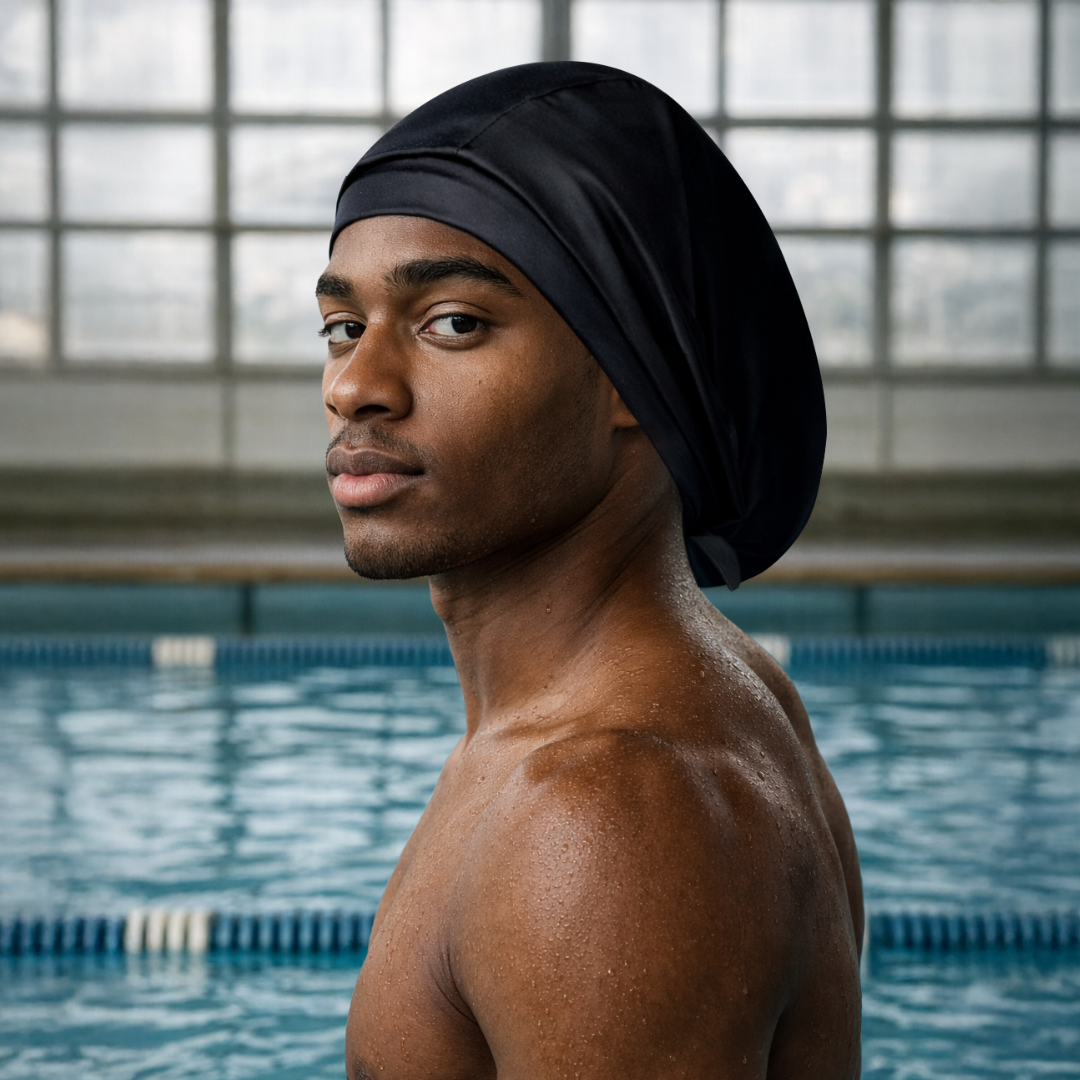 Hairbrella Satin-Lined Waterproof, Adjustable Men's Swim Cap